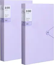 2PCS Display Book Paper Document Holders 100 Pockets/Holder Transparent Insert File Bag Presentation Book Folder Portfolio Binder Folder with Clear Protectors Sleeve Music Picture Album Rack (PU)