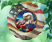 10" Patriotic Eagle USA Flag Hanging Wind Spinner Yard Decor Kinetic rws-011