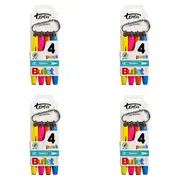 16pc Texta Non-Toxic Bullet Highlighters Yellow/Pink/Orange/Blue on Carabiner
