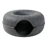 -Cat-Cave,Cat Tunnel Bed for Indoor Cats,Detachable Round Cat-Felt & Washable Interior Cat-Play Tun Dark Gray