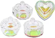 FOMIYES 4pcs Glass Nail Liquid Bowl Set for Manicure Art Acrylic Powder Mixing Home or Salon Use