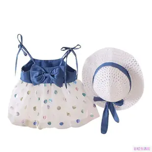 吊帶洋裝+帽子 寶寶洋裝網紗裙 嬰兒洋裝包屁洋裝 公主裙嬰兒禮服女寶寶洋裝滿月衣服 嬰兒紗裙女童洋裝