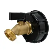 275-330 Gallon IBC Tote Valve Water Tank Adapter 2" Coarse Thread Brass Hose
