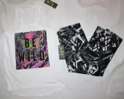 NWT Old Navy Active Girl's Go-Dry WILD Tank Top Shirt Capris Leggings XL 14 Yrs