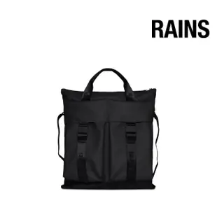 【RAINS官方直營】Trail Tote Bag LOGO織帶基本款防水休閒托特包(Black 經典黑)