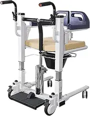 Rolling Walkers Hydraulic Patient Lift Wheelchair Height Adjustable Transport Chair with 180° Split Seat and Potty Multifunctional Bedside Commode Self-Propelled Wheelchair