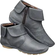 [Lausiuoe] Boots For Women Fashion Sexy Ankle Booties Side Zipper Western Boots Dressy Comfortable Wide Width Flat Shoes