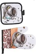 OKUMEYR Baking Gloves Heat Resistant Glove Sets Insulated Kitchen Mittens Cup Pattern Easy to Clean