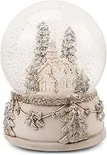 NAT & Jules Beautiful Snowy Church & Pine Tree Scene 6 x 4 inch Musical Glitter Snow Globe: Plays Tune We Wish You A Merry Christmas - Perfect Accent Décor for The Holidays or Everyday, Church Scene