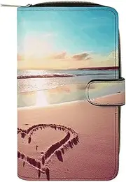 [LQPMNK] PU Leather Wallet, Love Beach Print Wallet with Multiple Slots Elegant Wallet Business Wallet Travel Wallet Bifold Wallet, style, 19.7x11x3.5cm, Minimalist, Style, 19.7x11x3.5cm, Minimalist