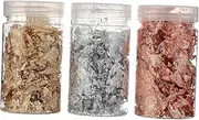 AUTSUPPL 3 Pack Gold Foil Paper Nail Flakes for Art Sequins Sparkling Nail Art Foil Glitter Decorations