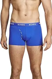 [Bonds] Mens Underwear Cotton Blend Guyfront Trunk (1 Pack), Cotton Power Blue (1 Pack), Small