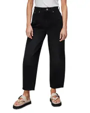 Whistles Petites Authentic High Rise Barrel Jeans in Black