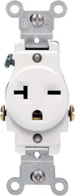 Leviton 05821-0WS 20A 250V 2-Pole Nylon Single White Outlet 4.06 H x 1.38 W in.