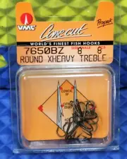 VMC Conecut Propak Fish Hooks Round XHeavy Treble Size 8 Bronze 8Pcs 7650BZ 8-PP