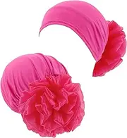 [Surkat] African Flower Elastic Turban Beanie Stretch Bonnet Hair Loss Chemo Cap Headwarp for Women