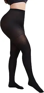 [Athlemo] Plus Size Sheer Tights for Women -70D High Waist Women's Pantyhose, Reinforced Toe Compression Pantyhose (Medium, Black), Black-3, Medium