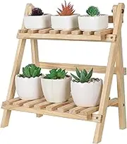 Wooden Double Layer Rack Desk Storage Organizer, Foldable Wooden 2 Tier Ladder Shelves, 2 Tier Cupcake Holder, Plant Stand Seasoning Storage Racks, Sundries Storage Shelf Home Decor Organizer
