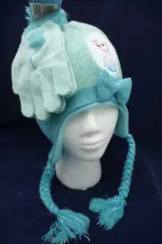New Disney Girls' Frozen Beanie Cap & Gloves Set Blue 1-Sz NWT