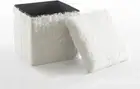 White Mongolian Fur Collapsible Storage Ottoman with Lid, 15x15x15,