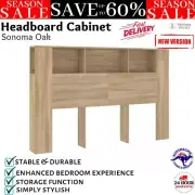 Wooden Headboard Bed Storage Shelf Rack Head Bedhead Organiser Sonoma Oak 160cm