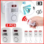 2x Wireless Motion Sensor Alarm +4 Remote Controls Home Shed Garage Security PIR