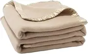 100% Pure Wool Blanket,500GSM Heavyweight Blanket,Single Wool Blanket Twin Size,Wool Blanket Camping,Twin Wool Blankets for The Bed, Wool Outdoor Blanket(Light Camel,150x200cm)