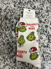 American Eagle Grinch Holiday Crew Sock Naughty Or Nice NWT