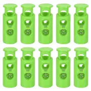 30Pcs 4mm Cord Lock Plastic Double Hole Spring Toggle Stoppers, Green