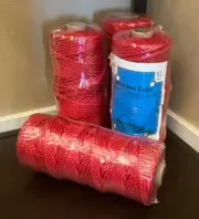 (4) FIRST WASHINGTON NET MACRAME TWINE CORD 100% POLYPROPYLENE 230’, 5MM, RED