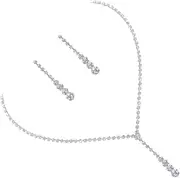 [CHILDWEET] Long Dangle Necklace Set Crystal Jewelry Rhinestone Choker Stylish Set for Wedding and Events