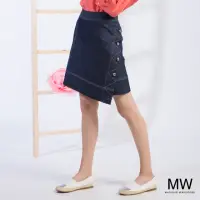 在飛比找momo購物網優惠-【MAGIQUE WARDROBE】純棉排釦牛仔短裙(2色)