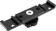 VGOL Hot Shoe Adapter Camera Dual Cold Shoe Mount Bracket Aluminum Alloy Hot Shoe Extension Bar for Microphone Flash LED Lights Monitors 1/4" Thread Hole