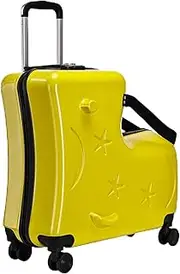 [Generic] Kids Ride On Suitcase - 3 Digit Password Lock Riding Travel Luggage | 20in Rideable Trolley with Seat Belt Handlebars and Pedals, Silent Wheels Rideable Carrier Scooter for 6-12 Years Old Boys
