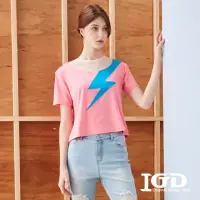 在飛比找momo購物網優惠-【IGD 英格麗】速達-網路獨賣款-閃電蕾絲拼接上衣(粉色)
