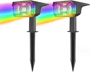 Xmart Solar Garden Lights Outdoor Waterproof IP68 RGB Color Changing 7 Lighting Modes Solar Landscape Spotlight Powered Yard Spot Driveway Auto ON/Off Solar Light for Christmas Outside Walkway（2 Pack）