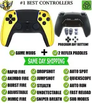 Gold Chrome V2 Pro Modded + 2 Reflex Paddles Silent Modz Controller for PS5 OEM