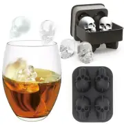Silicone 3D Skull ICE Cube Tray Maker round Ball Sphere Mold Whiskey Cocktails -