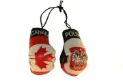 CANADA & POLSKA POLAND With EAGLE Country Flags Mini BOXING GLOVES .. New