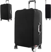 [Retoo] Suitcase Cover Elastic 17-24 Inches, Travel Suitcase Protective Cover with Strap and Velcro Fastening, Polyester, Plain Suitcase Protection, Reusable, Travel Suitcase Cover, Luggage Cover, Black
