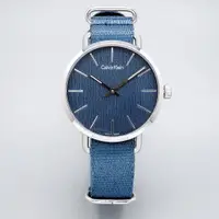 在飛比找樂天市場購物網優惠-Calvin Klein 歐亞休閒風主義帆布優質時尚腕錶-灰