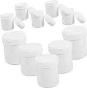 Anneome 10-pack Airtight Cosmetic Jars Lids 150ml Wide Mouth Mini Storage Containers Reusable Plastic Travel Bottles for Body Butter Cosmetics More White