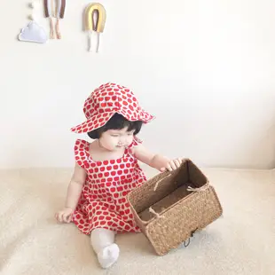 Soffny 可愛女寶寶小洋裝+帽子 公主裙 小童裙 嬰兒短袖洋氣兒童裙子連衣裙 生日花童彌月