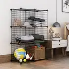 4 to 8 Cube Black DIY Wire Storage Shelves Cabinet Metal Display Shelf Toy Book