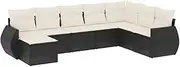 vidaxl 8-Piece Garden Sofa Set - Black Rattan Patio Furniture with Cushions - Customizable, Modular Design for Garden, Terrace, or Patio use - Durable & Weather-Resistant PE Rattan - Includes arm ...