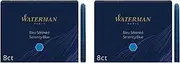 [Waterman] 2 Cases with 8 Large Capacity Ink cartridges Blue, Ink erasable.