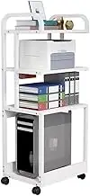 Printer Stand Printer Holder Printer Shelf 4 Tier Wood Printer Stand Shelf Printer Cart Mobile Metal Frame Fax Machine Rack for Office Scanner Copier Printer Rack Printer Shelves (Color : Bianco, Si