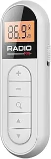 Radio Mini Pocket Pocket FM Radio Radio Receiver Mini Pocket FM FM Radio Portable Headphones Display LCD, White