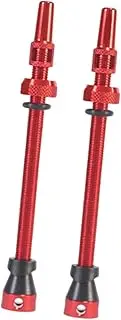 Perfeclan 2Pcs Presta Tubeless Valve Stem, Tubeless Bike Valve, Portable Convenient with Cap Aluminum Alloy Cycling Parts, 85mm Red