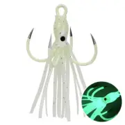 10pcs Luminous Octopus Fishing Lures Hooks Barbless Squid Treble Hook Glow，